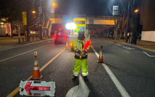 営業所パトロール 国道50号車線規制（高崎営業所）